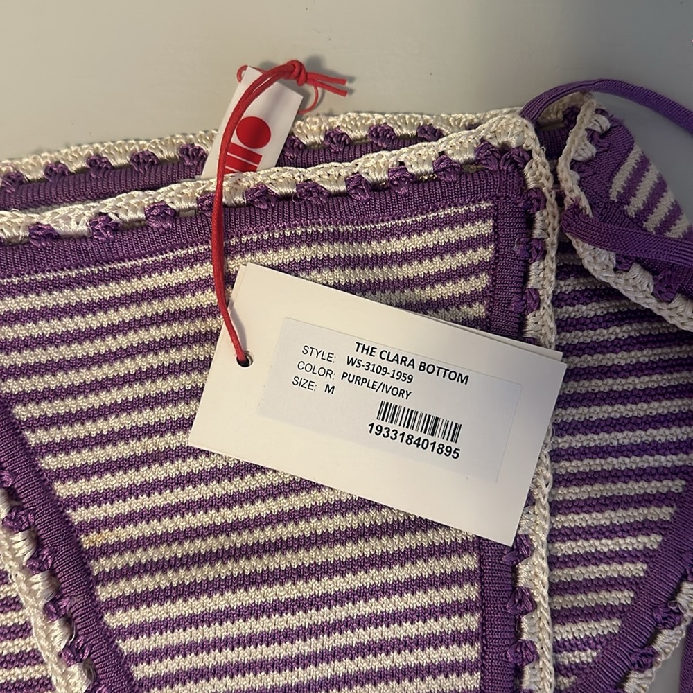 Solid and stripe crochet swimsuit- NWT - Picture 4 of 9